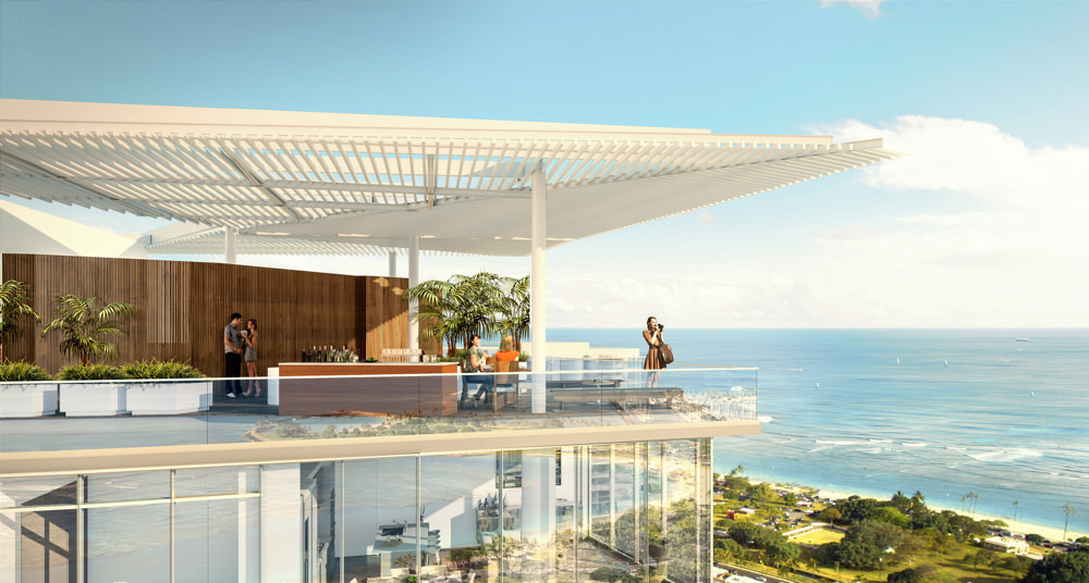 Ae'o Honolulu condo rooftop amenity deck