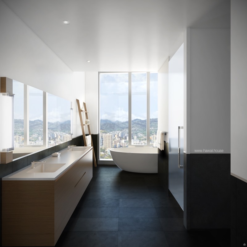 Anaha Penthouse bathrooms Hawaii House renderings