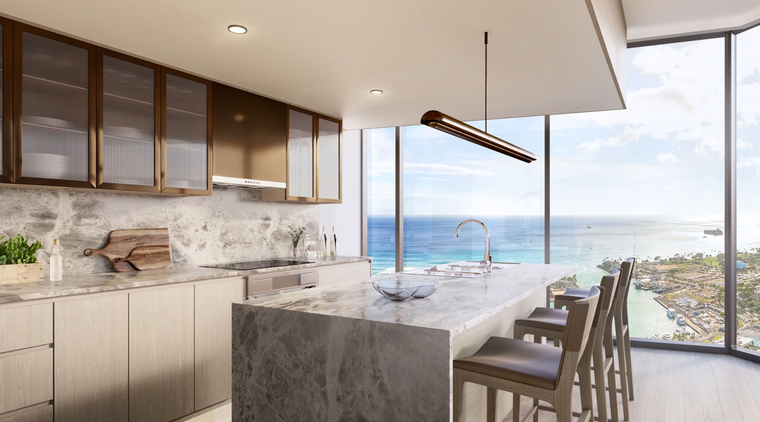 Koula kitchen with ocean views