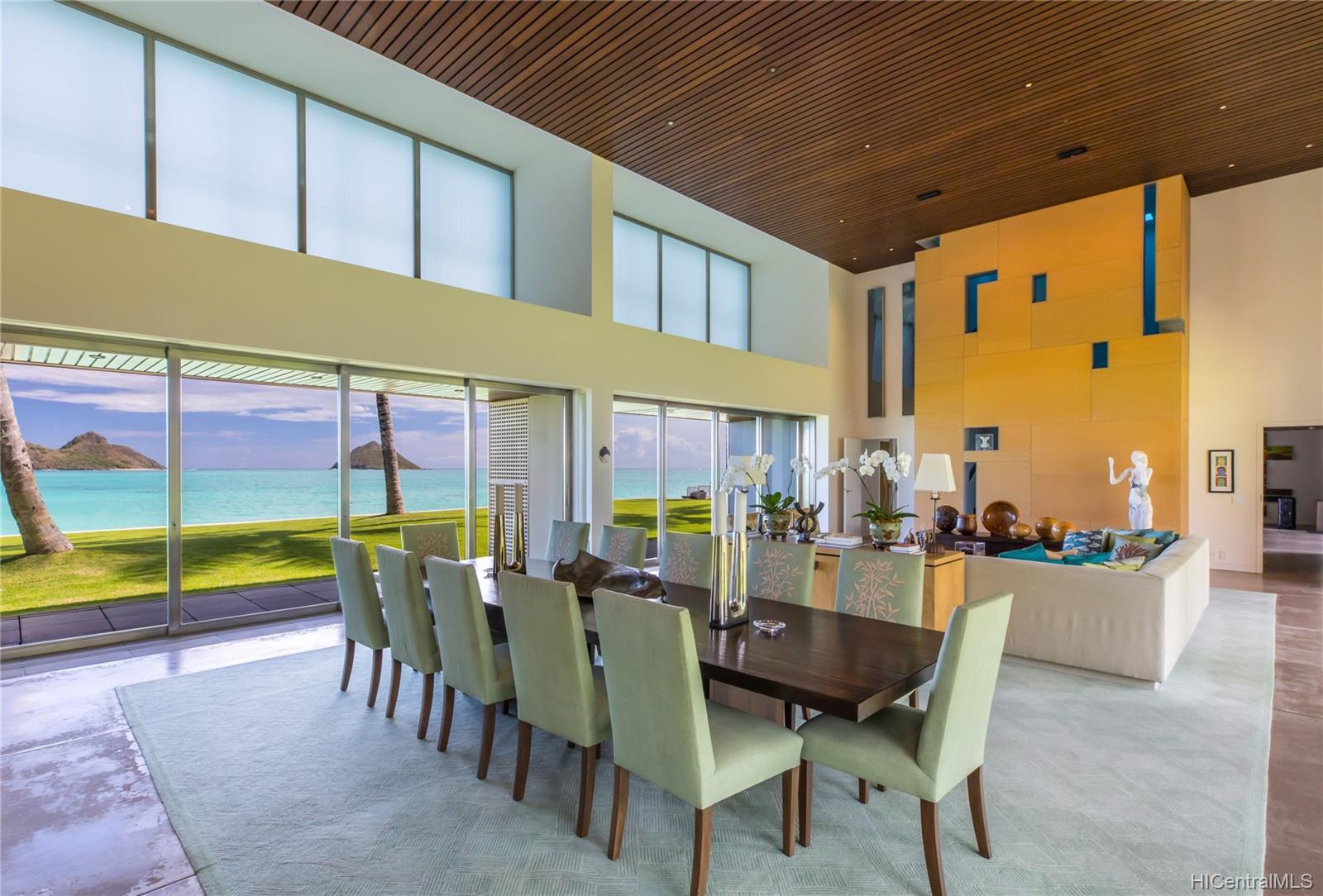 Luxury Lanikai beach oceanfront estate dining room